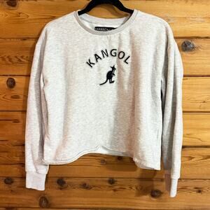 Kangol Crew Neck Cropped Gray Sweatshirt Large Long Sleeves Soft Pullover